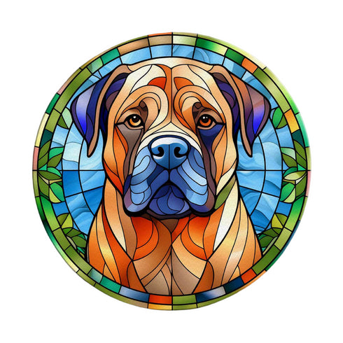 Bull Mastiff Circular Glass Suncatcher Worktop Saver